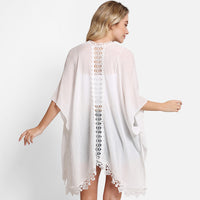 Boho Lace Edged and Back Kimono in Oat