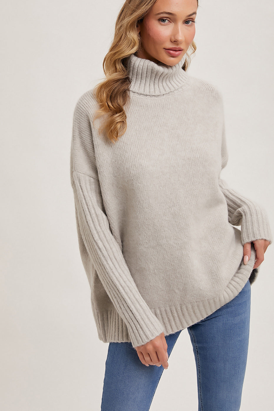 Cream Turtle Neck Oversized Sweater