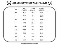 Lace Accent Vintage Wash Pullover - Brown