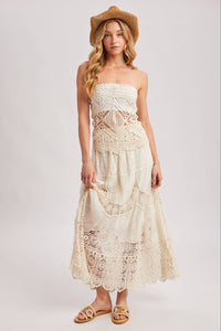 BOHO SHEER LACE MAXI SKIRT WITH LINING