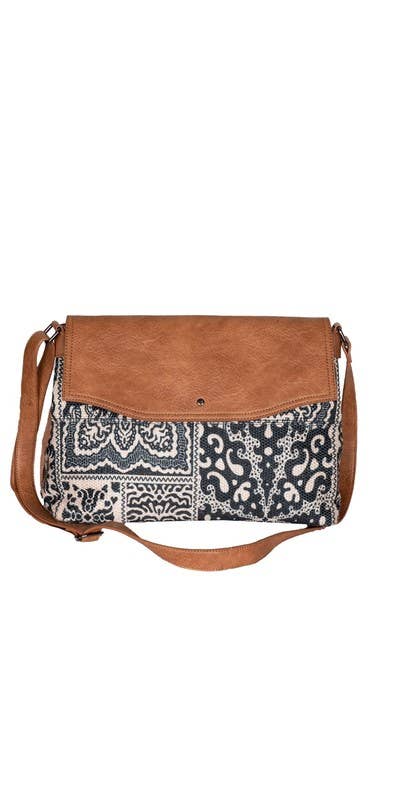Sapphire Up-Cycled Canvas and Durrie crossbody
