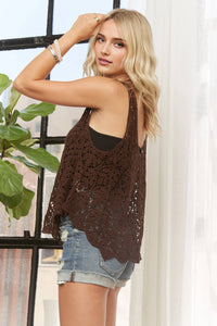 LEAF CROCHET TANK TOP: CHOCO