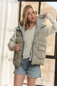 SNAP BUTTON HOODIE JACKET VEST