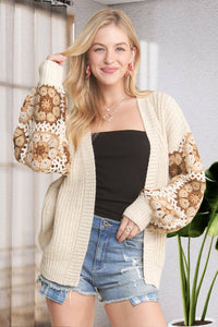CROCHET SLEEVE SWEATER CARDIGAN