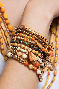 Golden Valley Layered Beaded Multi strand Stacked Bracelet