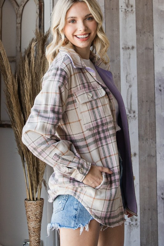 Lavender & Lilac Plaid flannel jacket