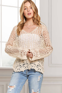 EVERYDAY CROCHET BLOUSE TOP: Beige
