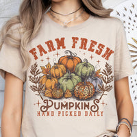 Fall Pumpkins patch Tees Farm Fresh Vintage Graphic Tee T: Cream