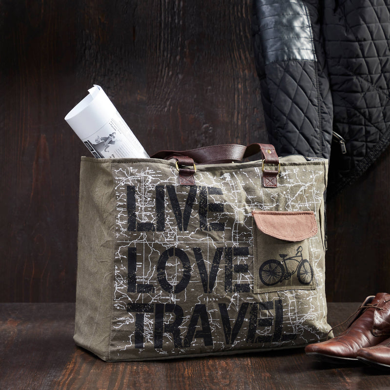 Live Love Travel Up-Cycled Canvas Weekender Bag
