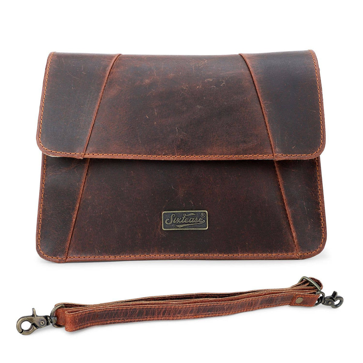 Rustic Leather Women's Crossbody Bag - Cherry