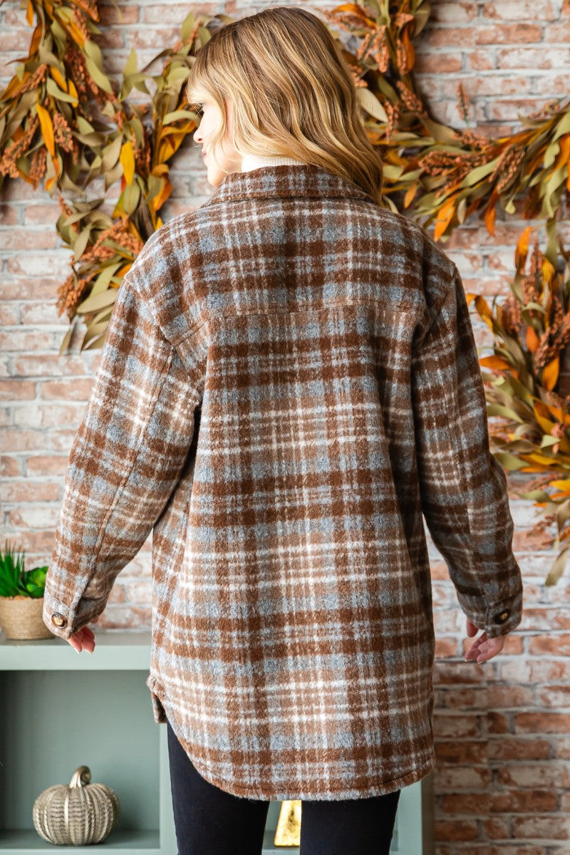 Coffee Plaid flannel jacket * on sale