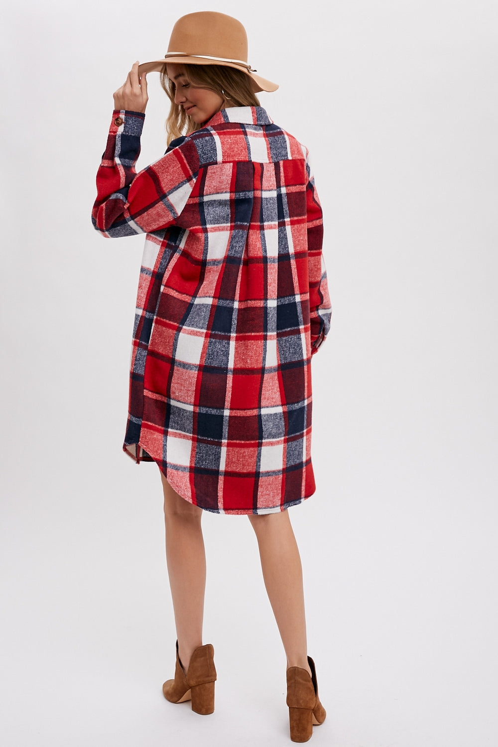 Navy and Red flannel duster jacket