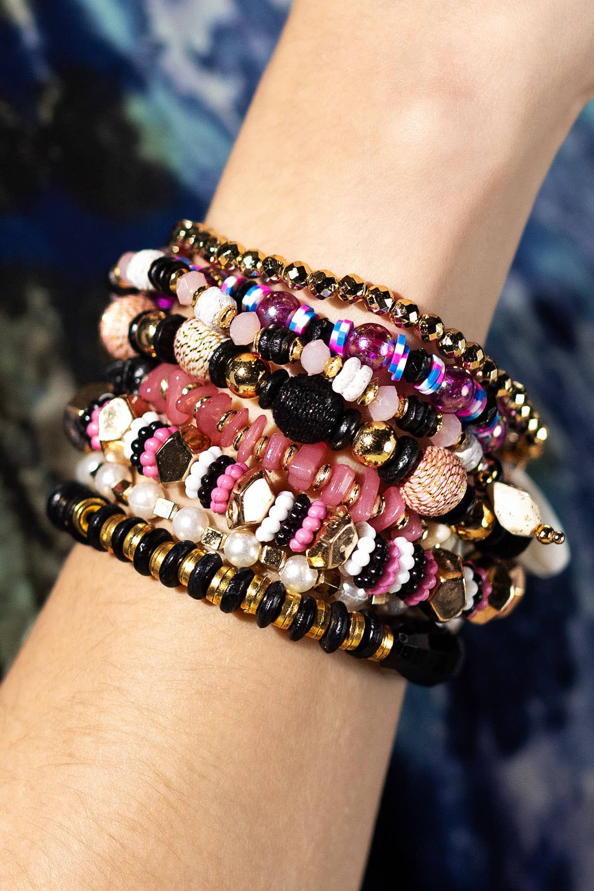 8-Strand Stretch Bracelet with Cowrie Shell Charms