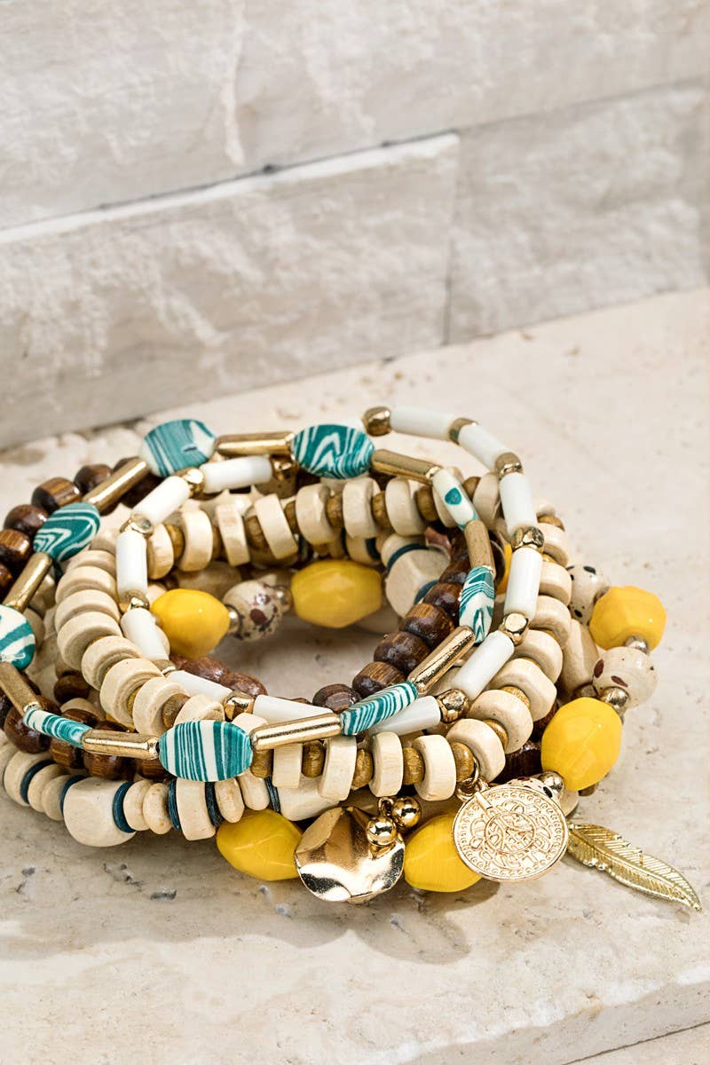 Multi Stranded Mixed Beads Bracelet
