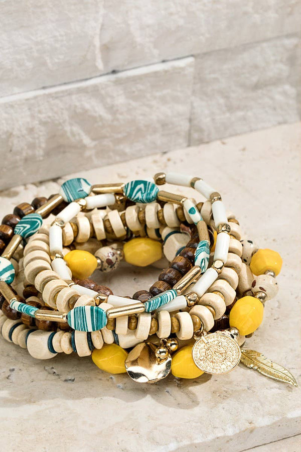 Multi Stranded Mixed Beads Bracelet