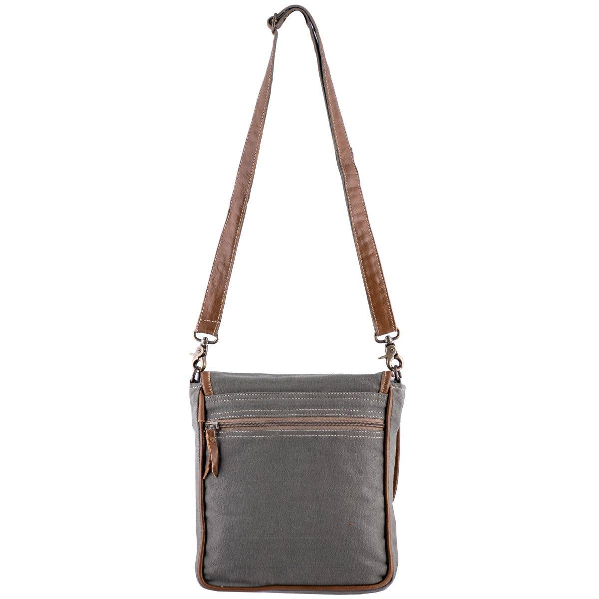 Canvas Leather Bicycle Print Women Sling Bag - Ranger Green