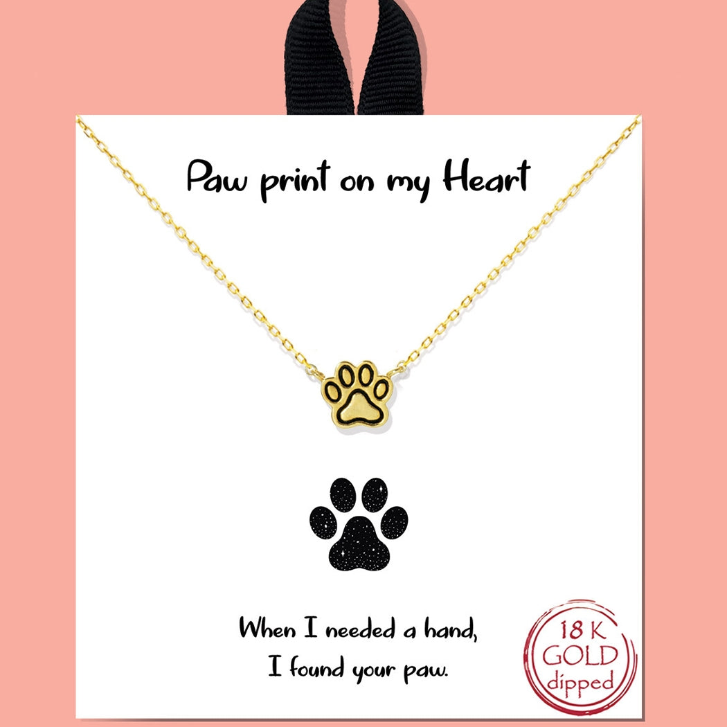 18k Gold Paw stamped necklace