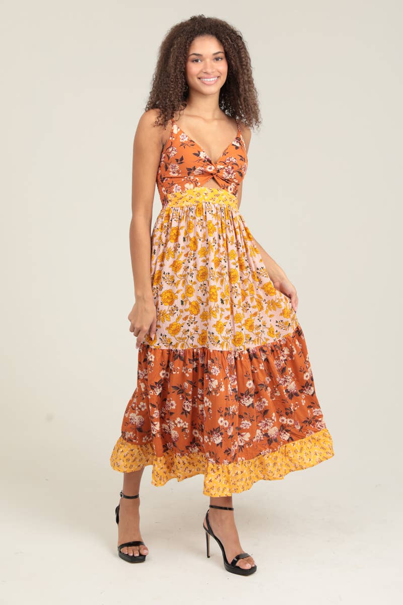 V NECK TWIST FRONT CUT OUT  MAXI