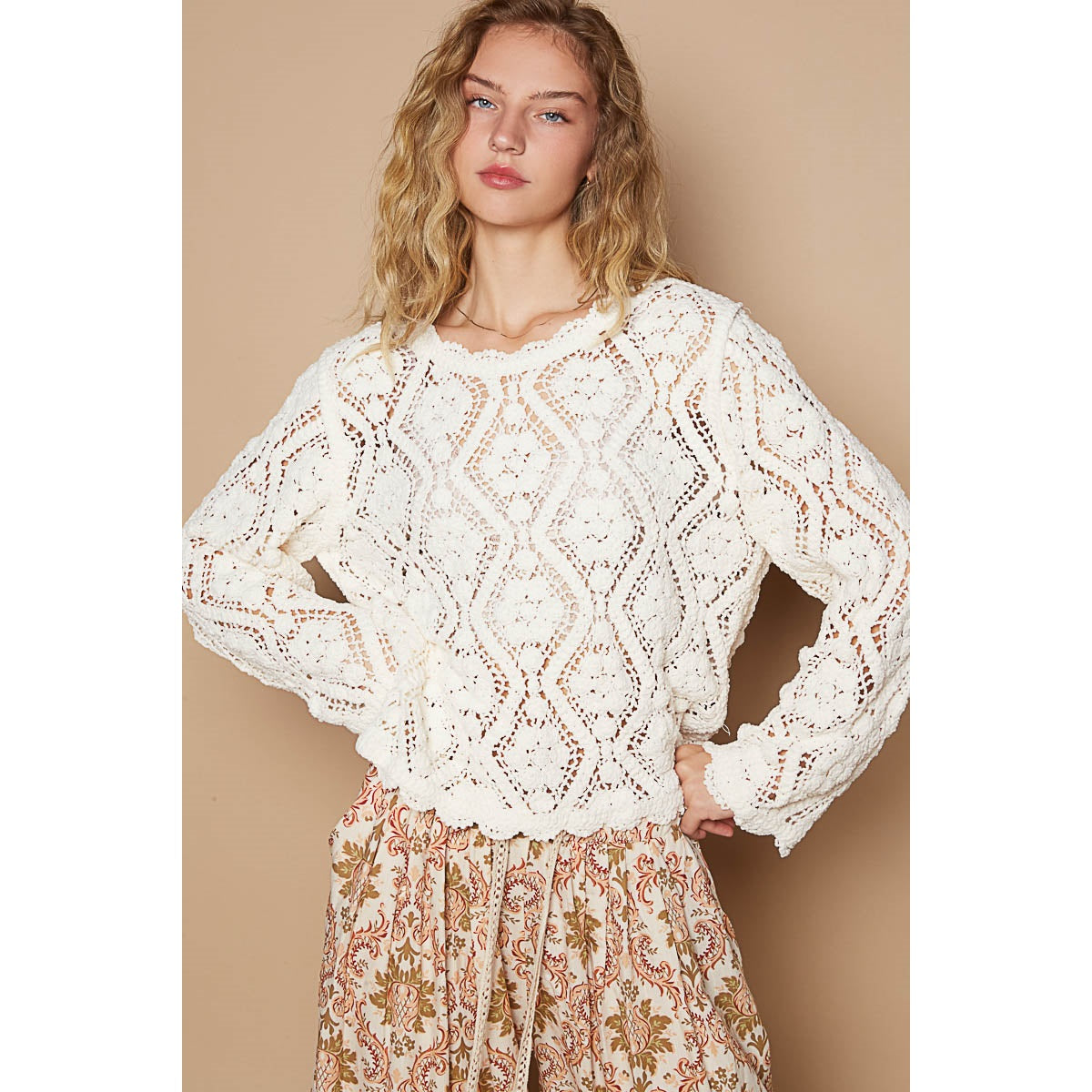 Lucy Long Sleeve Loose Knit Blouse