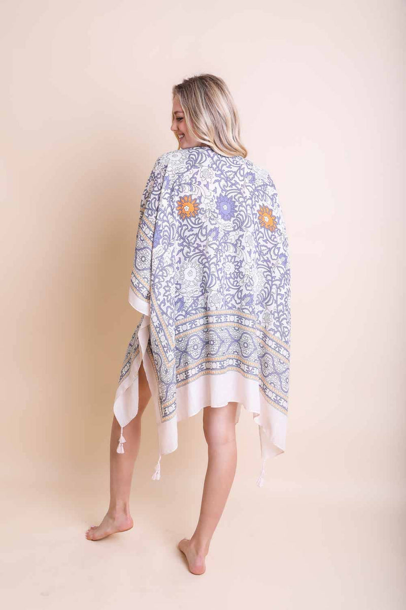 Trendy Tapestry Tassel Kimono – Touch of Morocco Style: Ivory