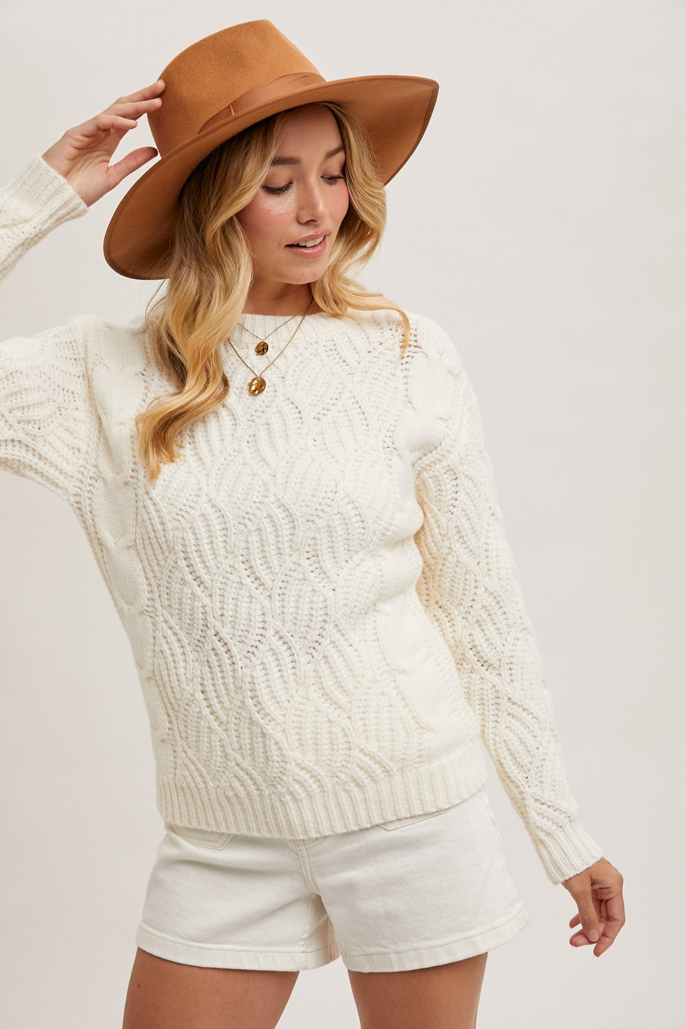 Ivory Twisted Knit Sweater