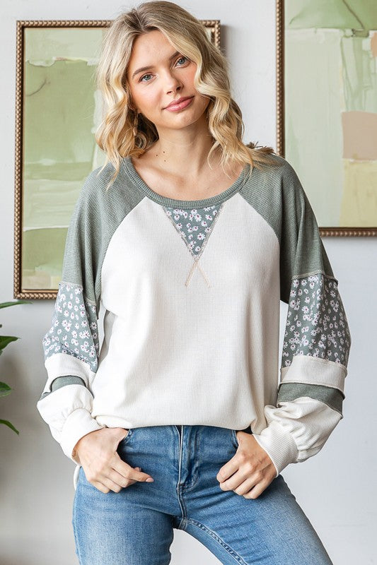 Sage blocked long sleeve