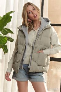 SNAP BUTTON HOODIE JACKET VEST