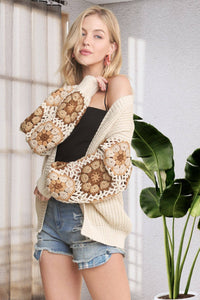 CROCHET SLEEVE SWEATER CARDIGAN
