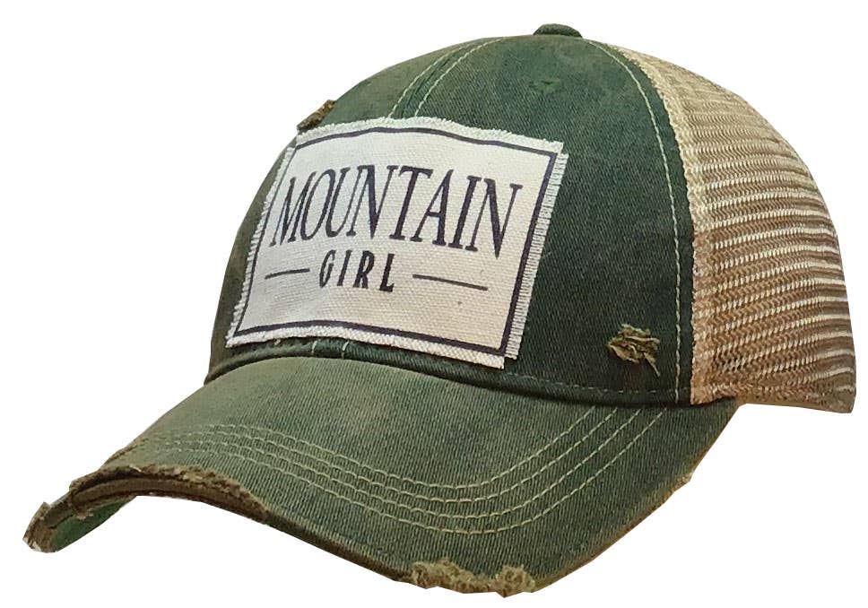 Mountain Girl Distressed Trucker Cap