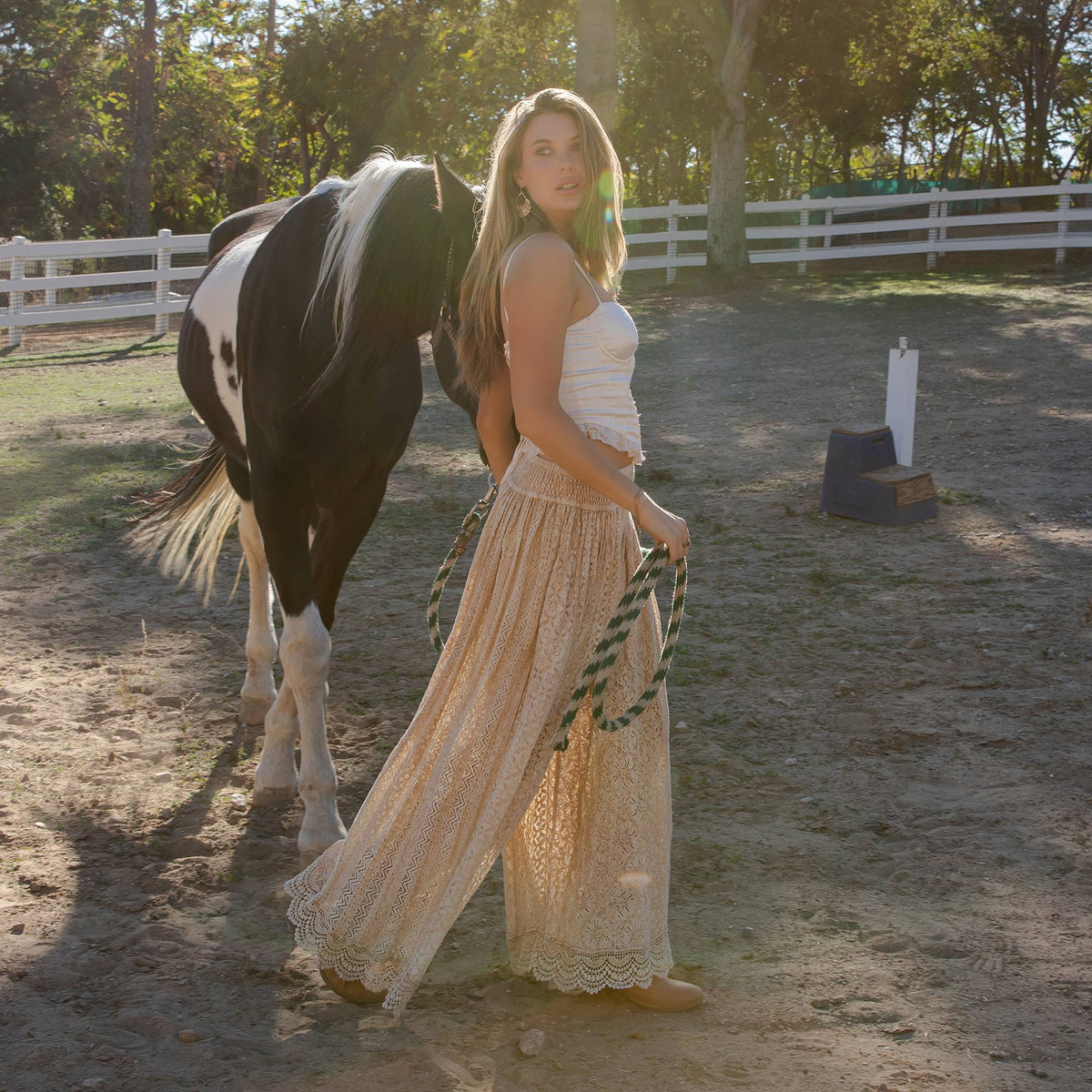 Desert Dream Flow Trousers All Lace Shirred Waist Pants