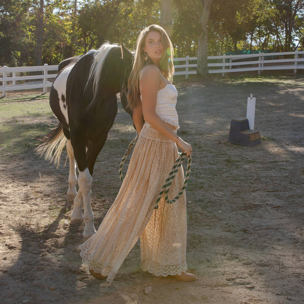 Desert Dream Flow Trousers All Lace Shirred Waist Pants