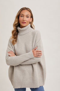 Cream Turtle Neck Oversized Sweater