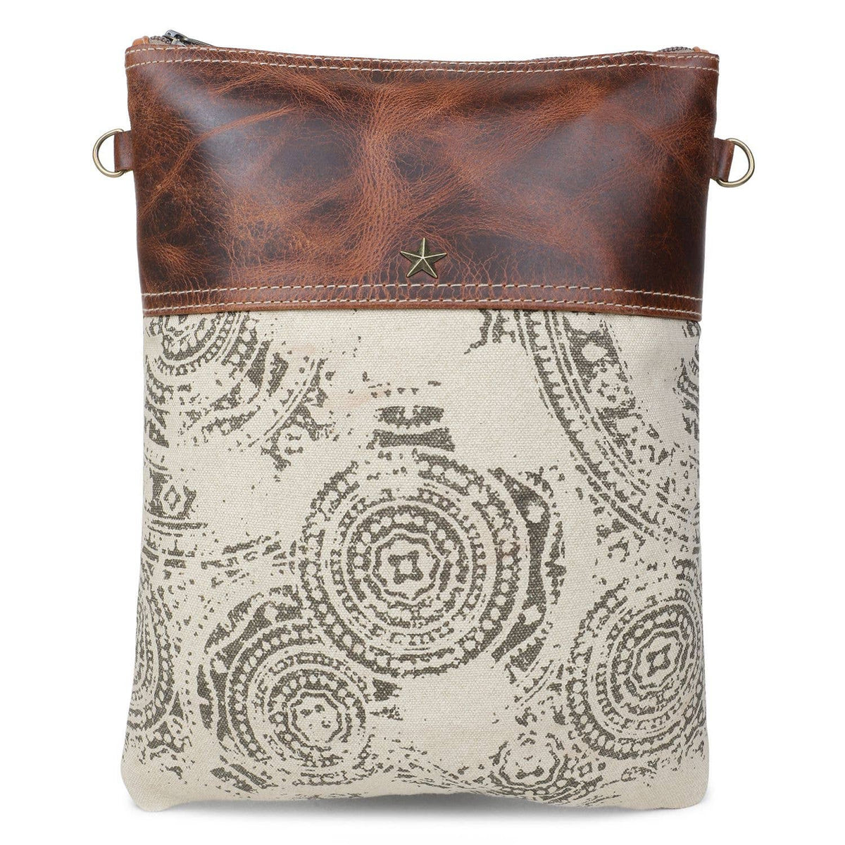 Canvas  Leather Women's Crossbody Purse - Umber