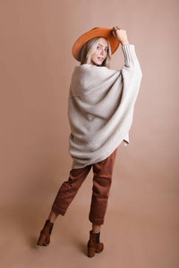 Bat Sleeve Knit Cardigan Beige