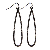 Long Teardrop Rhinestone Earrings: Black