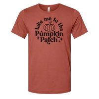 TAKE ME TO THE PUMPKIN PATCH FALL GRAPHIC T -SHIRT: Heather Clay Blk ink