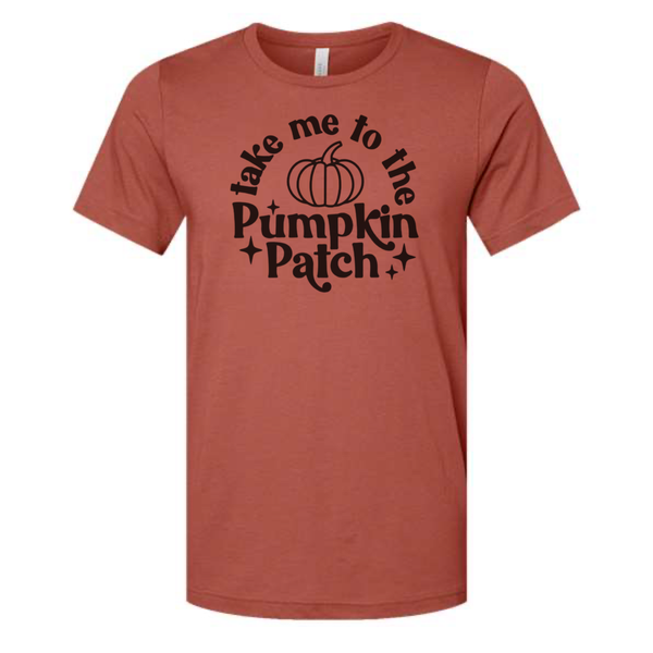 TAKE ME TO THE PUMPKIN PATCH FALL GRAPHIC T -SHIRT: Heather Clay Blk ink