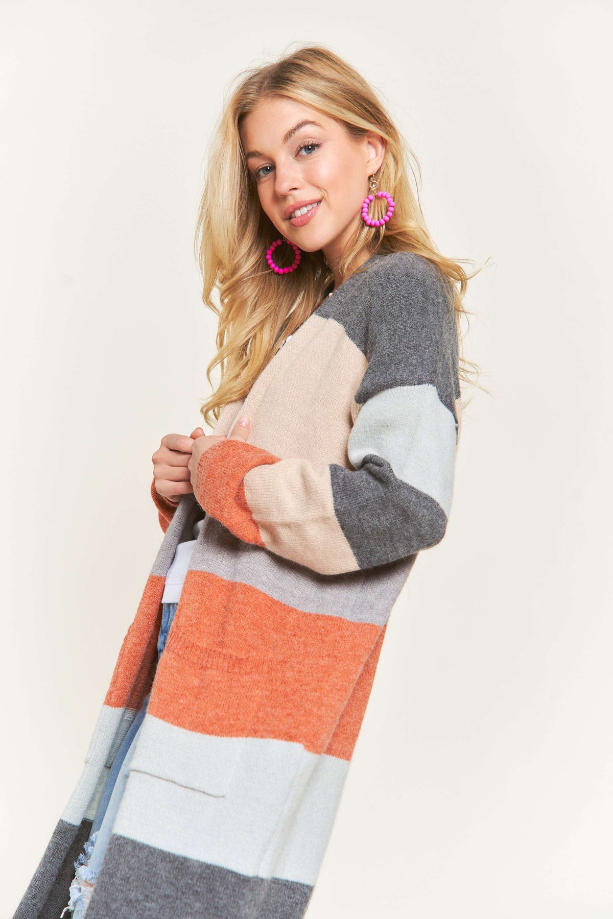 Charcoal Rust Color Block Cardigan