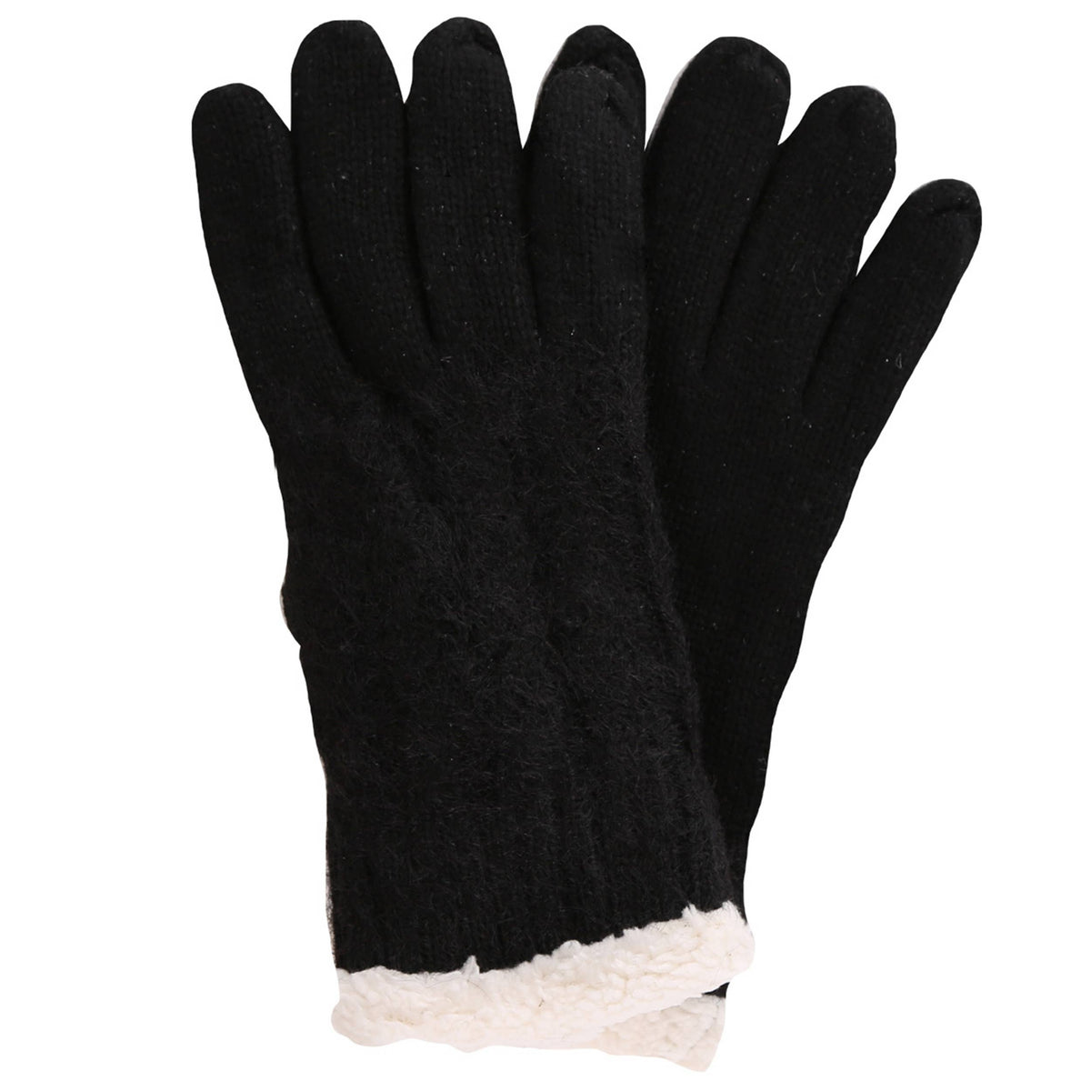 Solid with Lurex Cable Knit Winter Gloves
