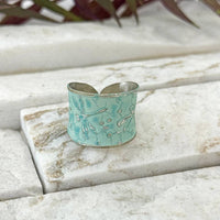 Handcrafted Soft Blue Dragonfly Patina Ring