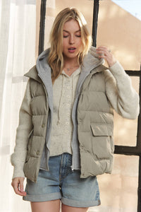 SNAP BUTTON HOODIE JACKET VEST