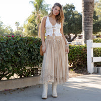 Prairie Dream Wanderer Skirt Shirred Elastic Midi Skirt