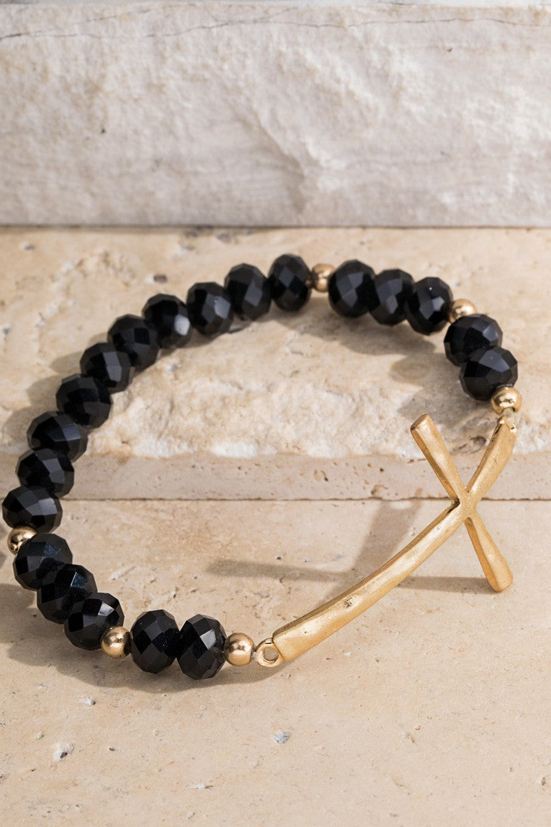 Walk in Faith stretch bracelet in black