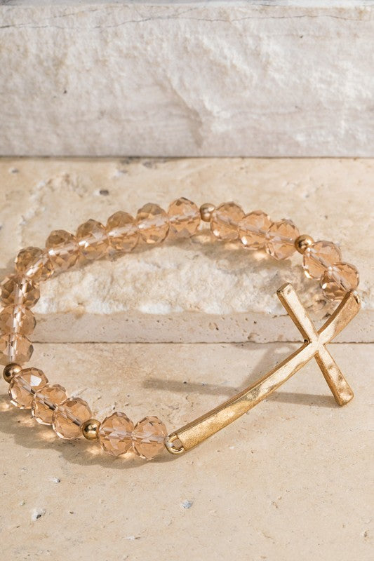 Walk in Faith stretch bracelet in champagne