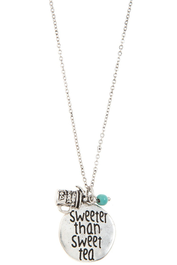 "Sweeter than sweet tea" stamped necklace