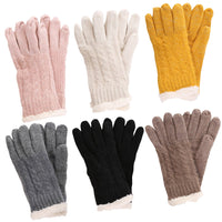 Solid with Lurex Cable Knit Winter Gloves