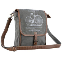Canvas Leather Bicycle Print Women Sling Bag - Ranger Green