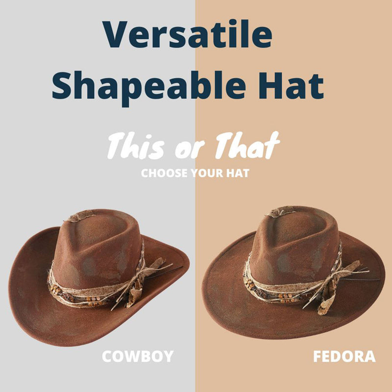 Rustic Cowgirl with Feather Fedora Hat
