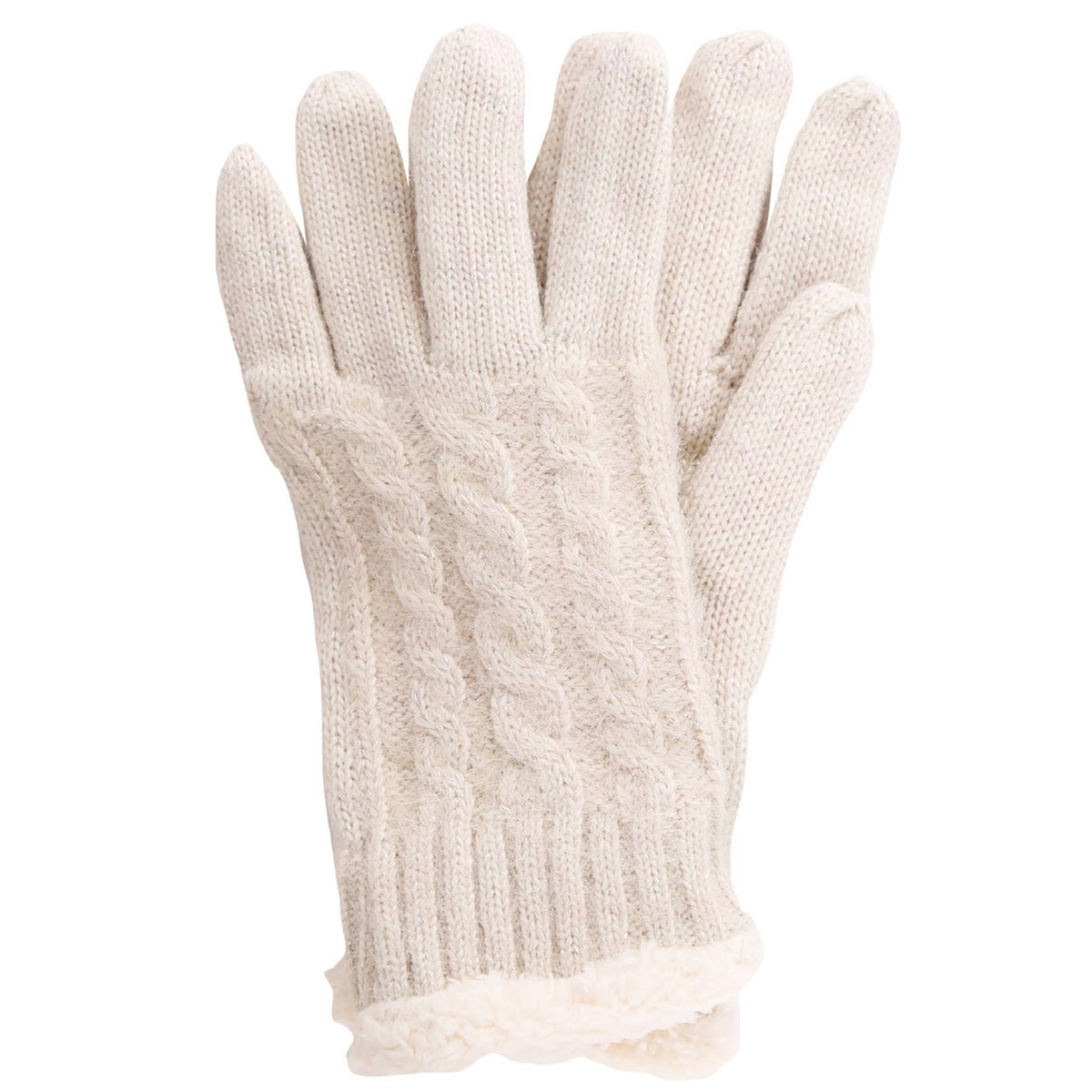 Solid with Lurex Cable Knit Winter Gloves