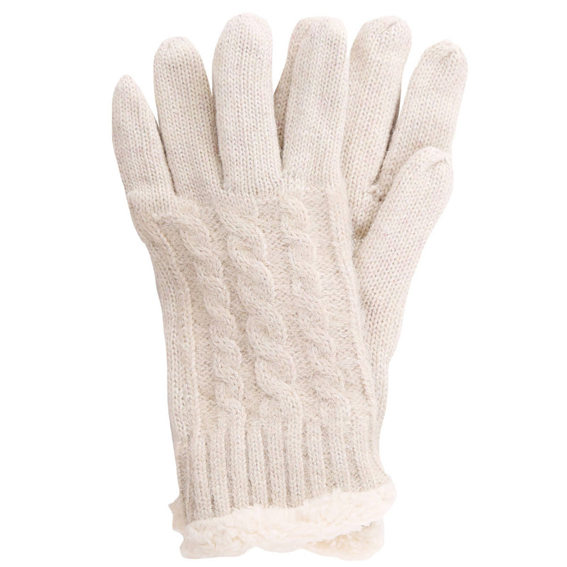Solid with Lurex Cable Knit Winter Gloves